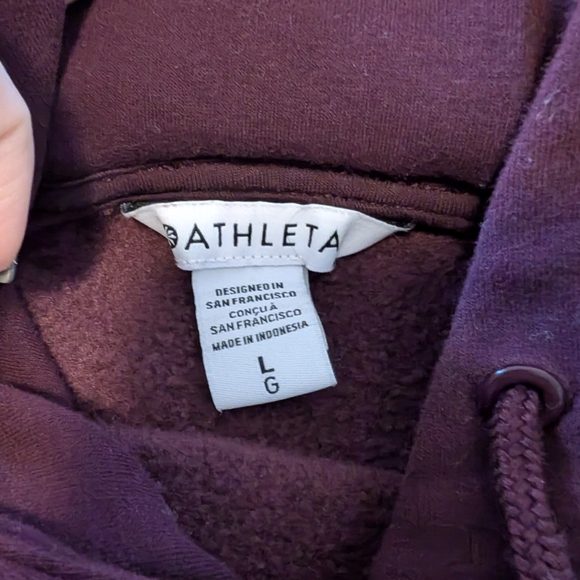 Athleta Retroplush Hoodie Sweatshirt in purple with an Alya Floral design Size L - Picture 5 of 6